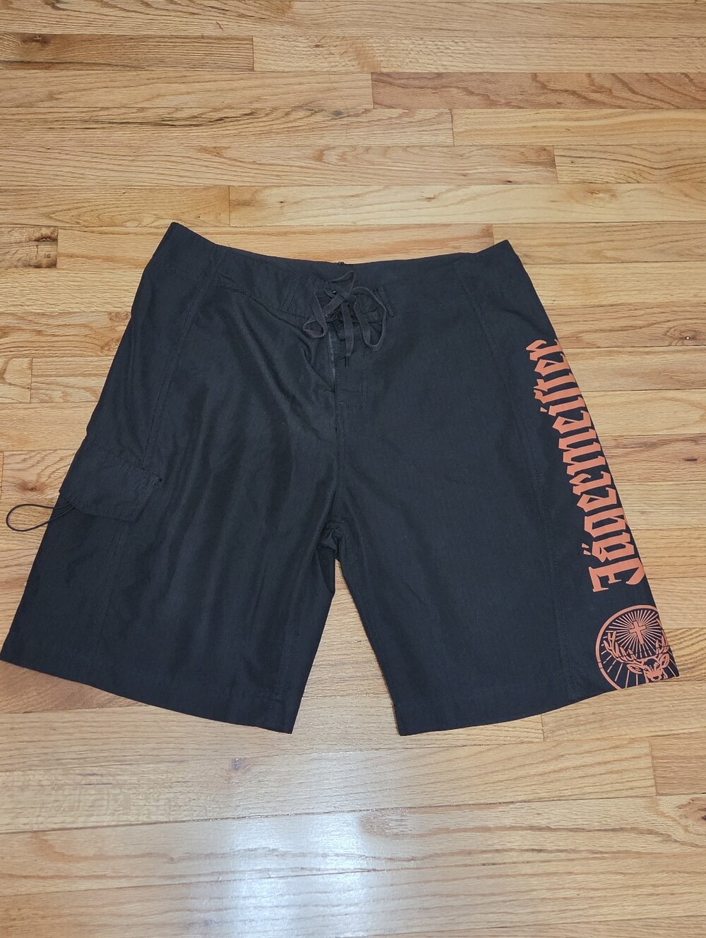 Board Shorts Size Adult L 100% Polyester Black/Orange Jägermeister China